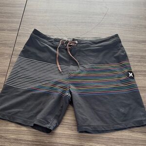 Hurley Men's Multicolor Striped Board Shorts - Black